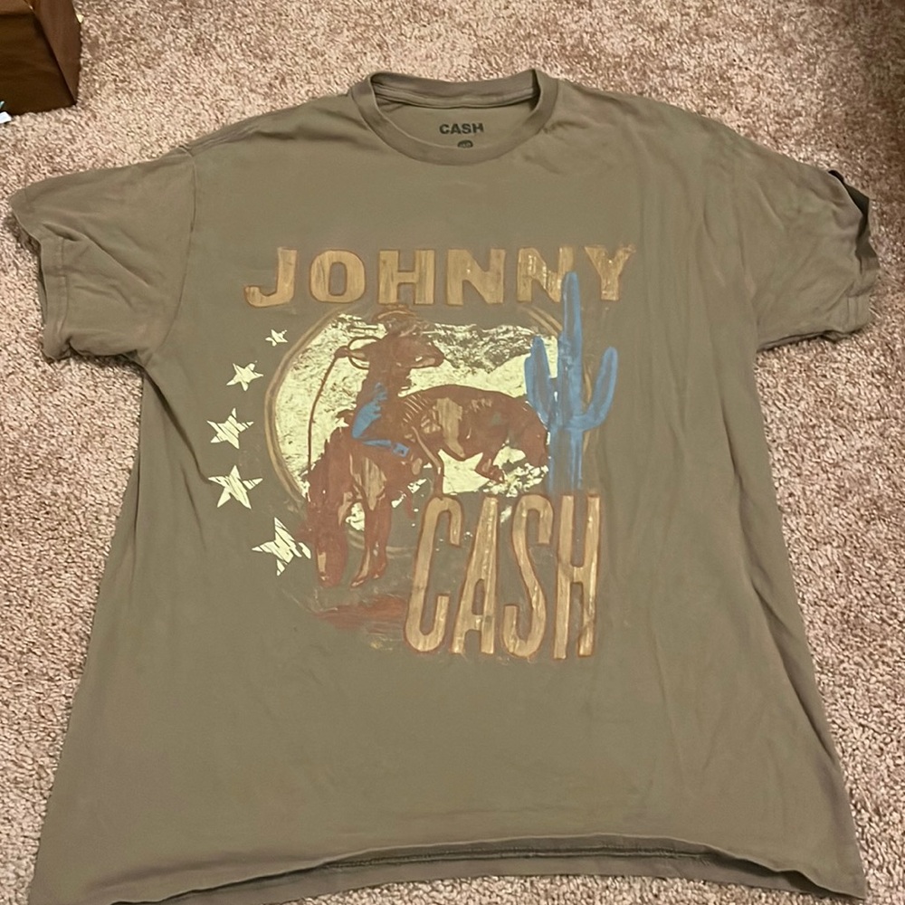 Tan Johnny cash Tshirt.